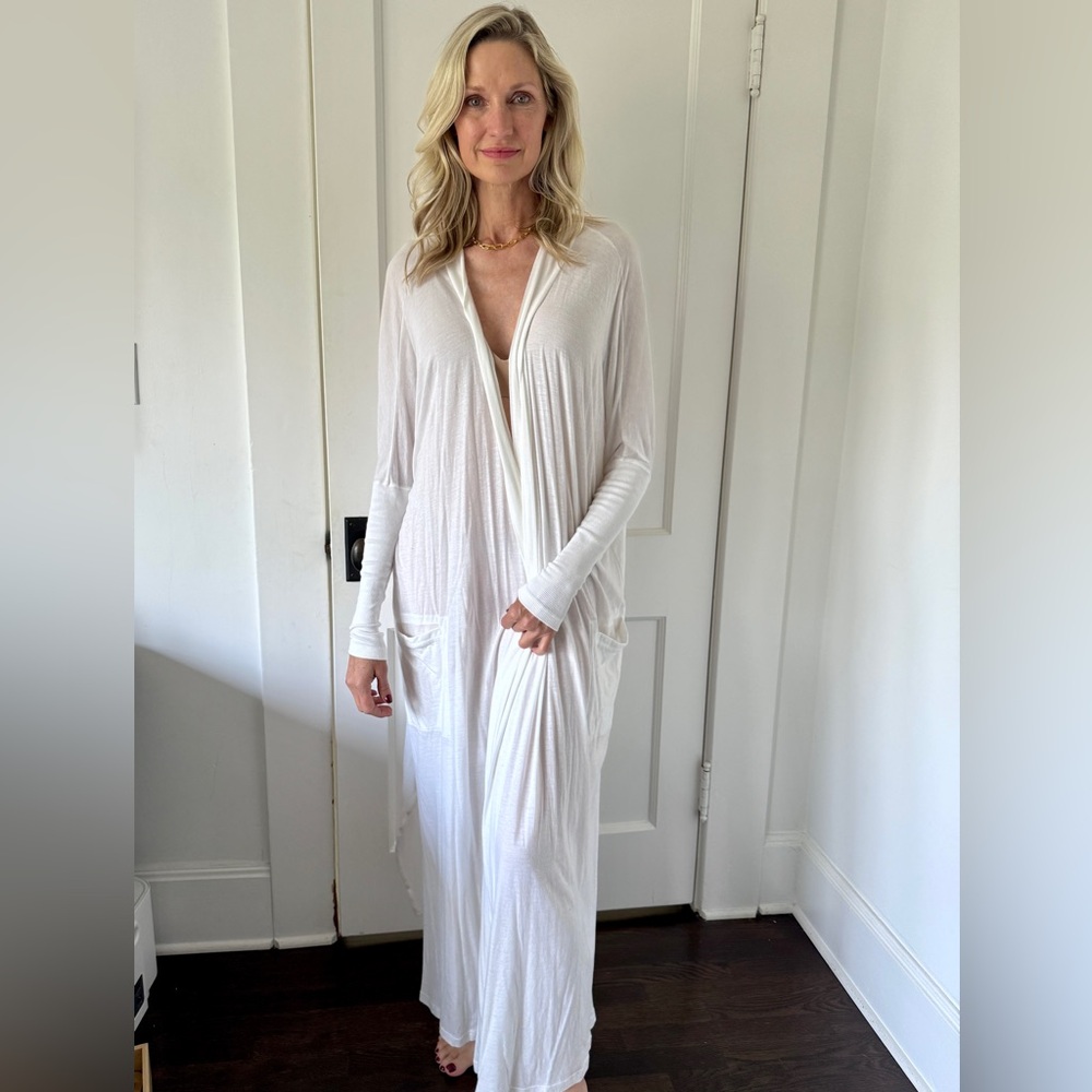 Sheer White Long Cardigan